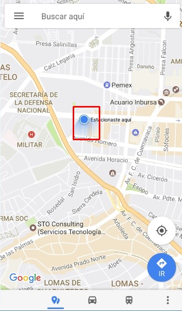 google maps para guardar estacionamiento